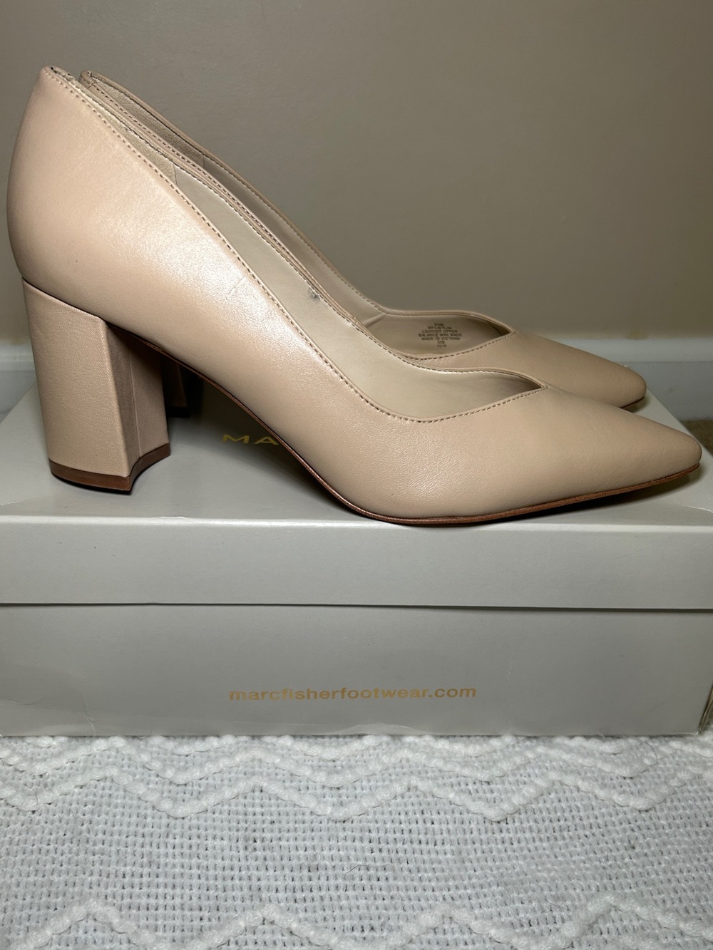 Marc Fisher Nude/Blush Block Heel Pointed Pumps